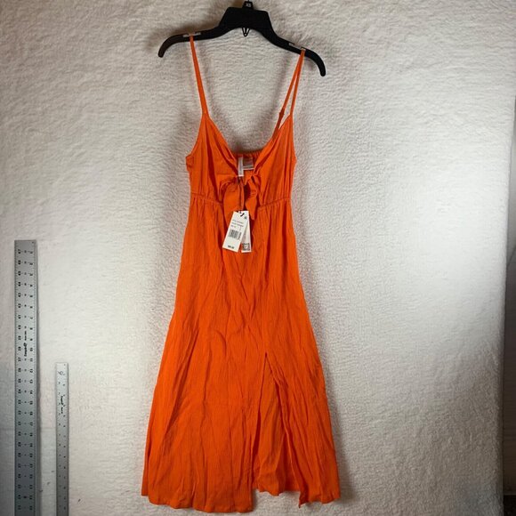 Sanctuary Women's‎ Bow Front Keyhole Cotton Cover-Up Dress Tangerine Size XS NWT - Picture 1 of 11